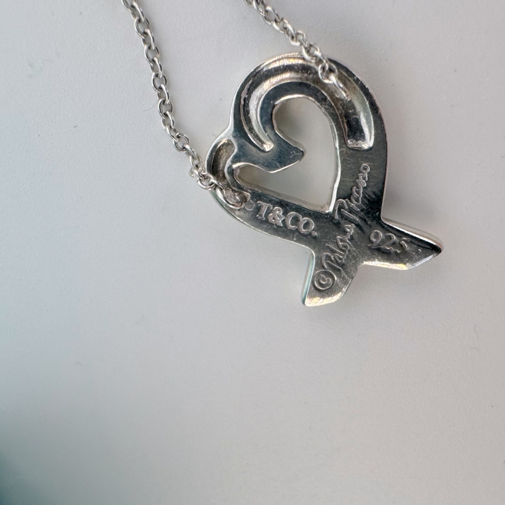 Tiffany & Co. Elsa Peretti Small Open Heart Necklace Sterling Silver 15mm W Box - Picture 9 of 13